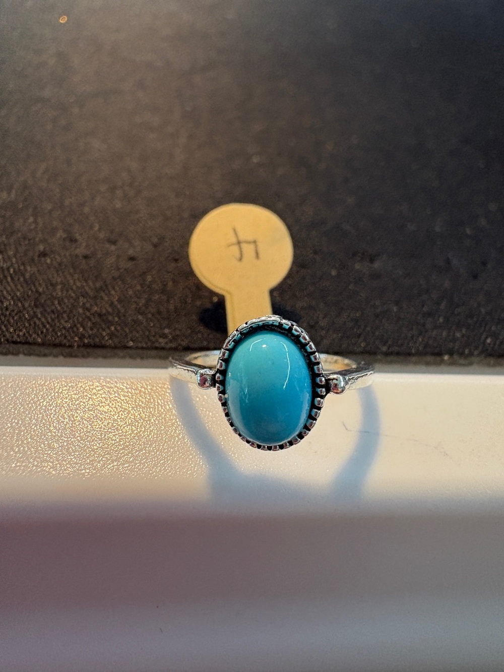 Turquoise Oval Sterling-Style Ring - Size 4